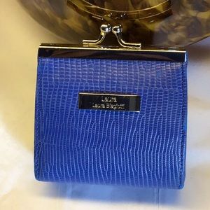 Laura Biagiatti Blue Leather Kiss Lock Coin Purse